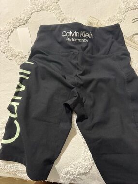 Calvin Klein Performance Black Leggings with Lime Logo